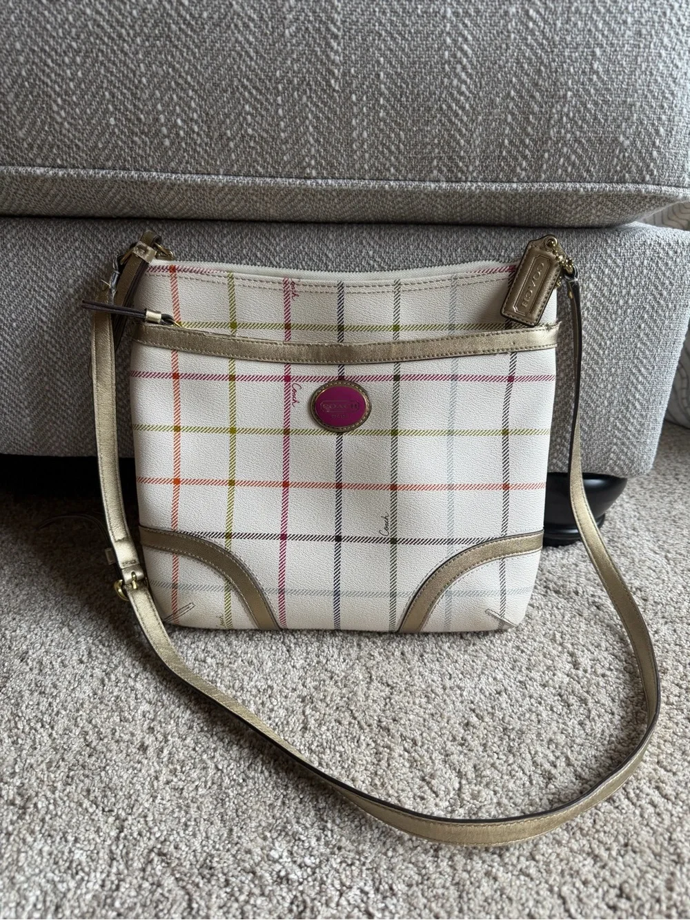 Coach Poppy F20003 Multicolor Plaid Crossbody Bag